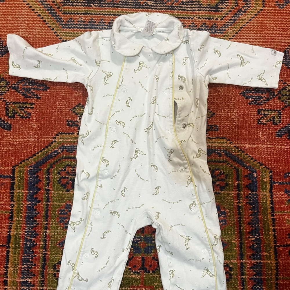 Janie and Jack Cream Baby Footie with Pattern